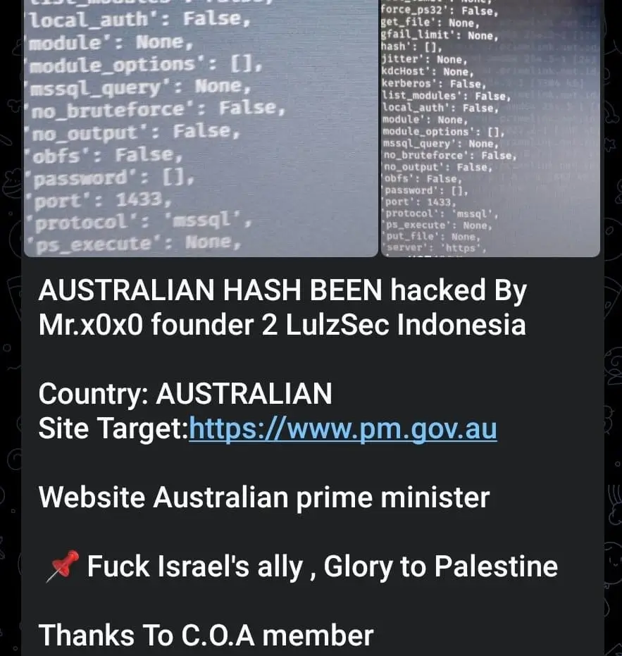 Claims Cyberattack On the Australian PM Website 1